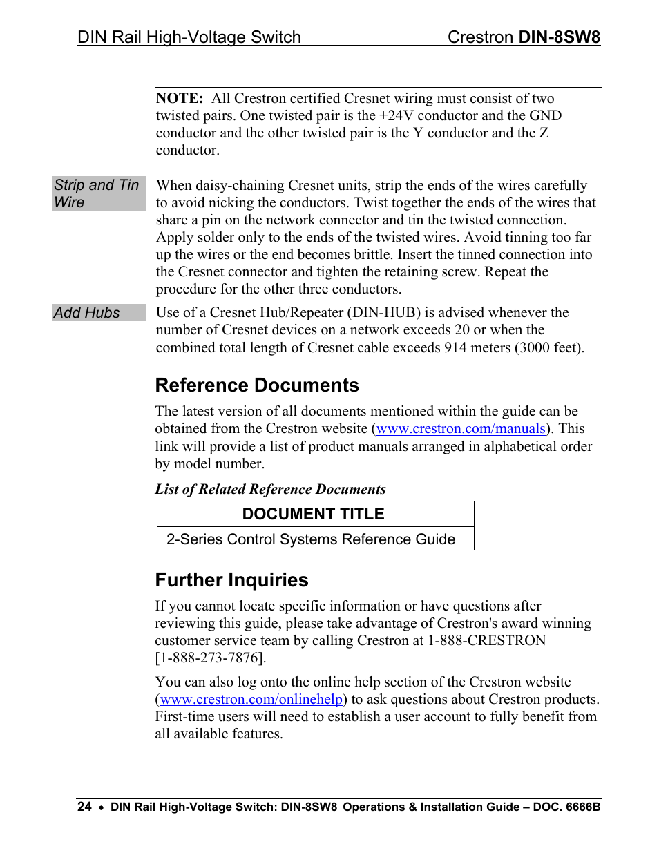 Reference documents, Further inquiries | Crestron electronic GreenLight DIN-8SW8 User Manual | Page 28 / 32