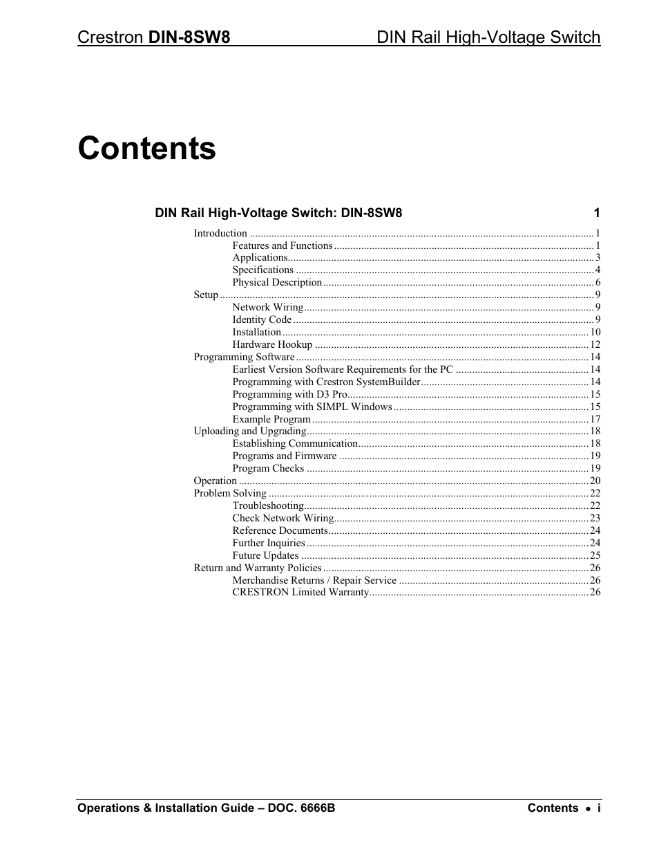 Crestron electronic GreenLight DIN-8SW8 User Manual | Page 3 / 32