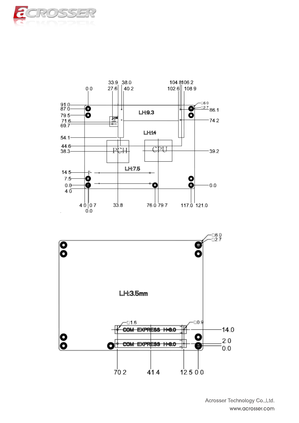 Dimension drawing | Acrosser ACM-B6360 User Manual | Page 18 / 63
