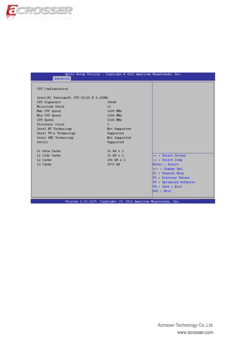 Cpu configuration setup | Acrosser AMB-IH61T3 (Mini-ITX) User Manual | Page 22 / 45