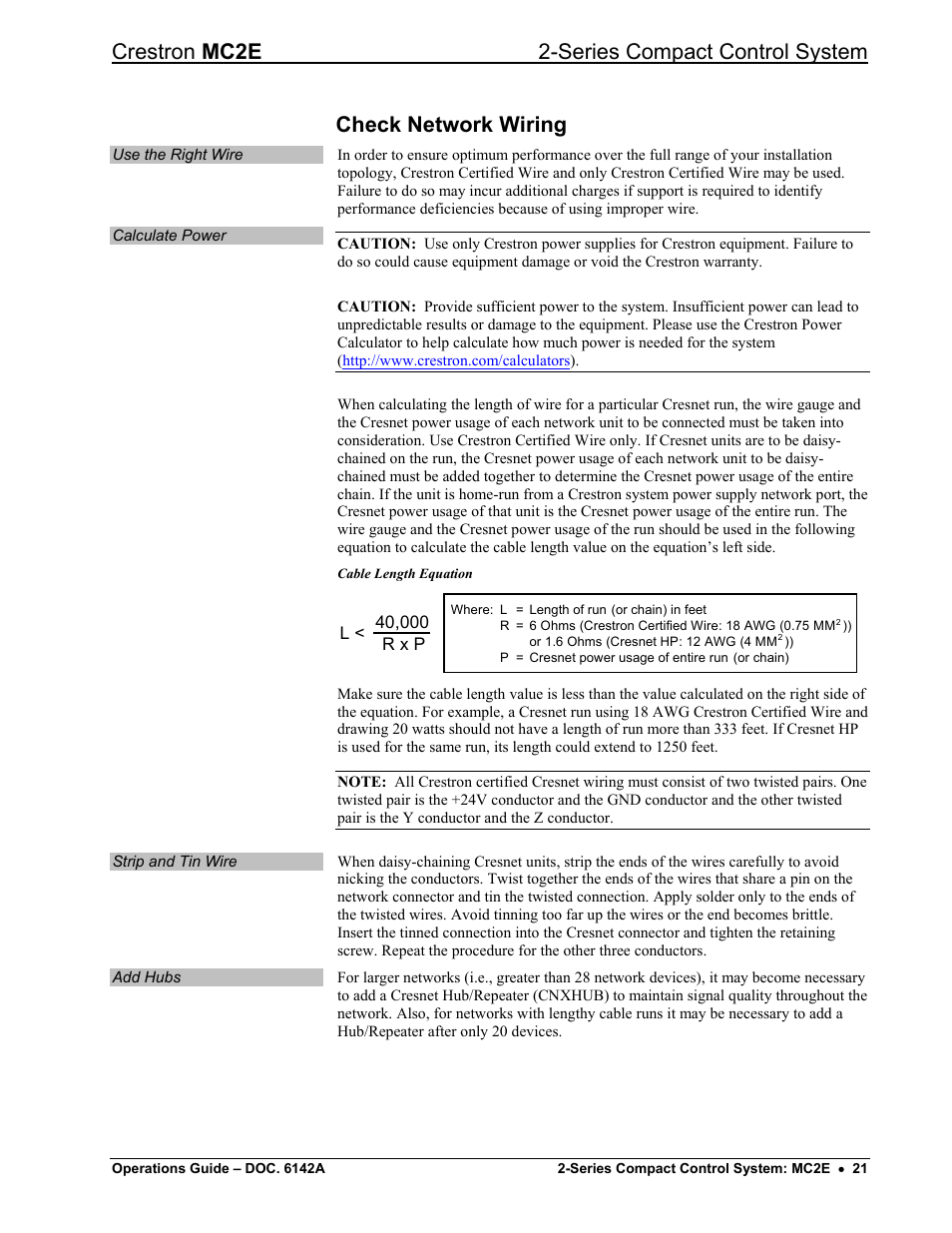 Check network wiring, Crestron mc2e 2-series compact control system | Crestron electronic Crestron MC2E User Manual | Page 25 / 32