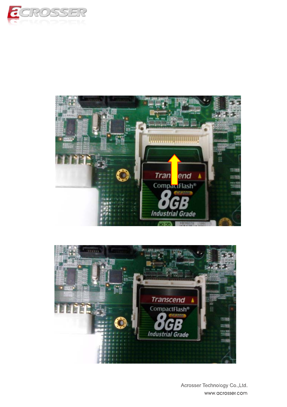 2 cf card installation, Cf card installation | Acrosser ANR-IB75N1/A/B User Manual | Page 17 / 76