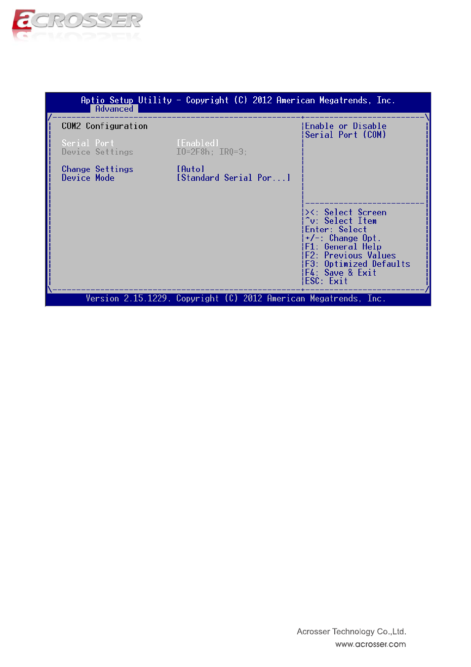 Com2 configuration | Acrosser ANR-IB75N1/A/B User Manual | Page 39 / 76