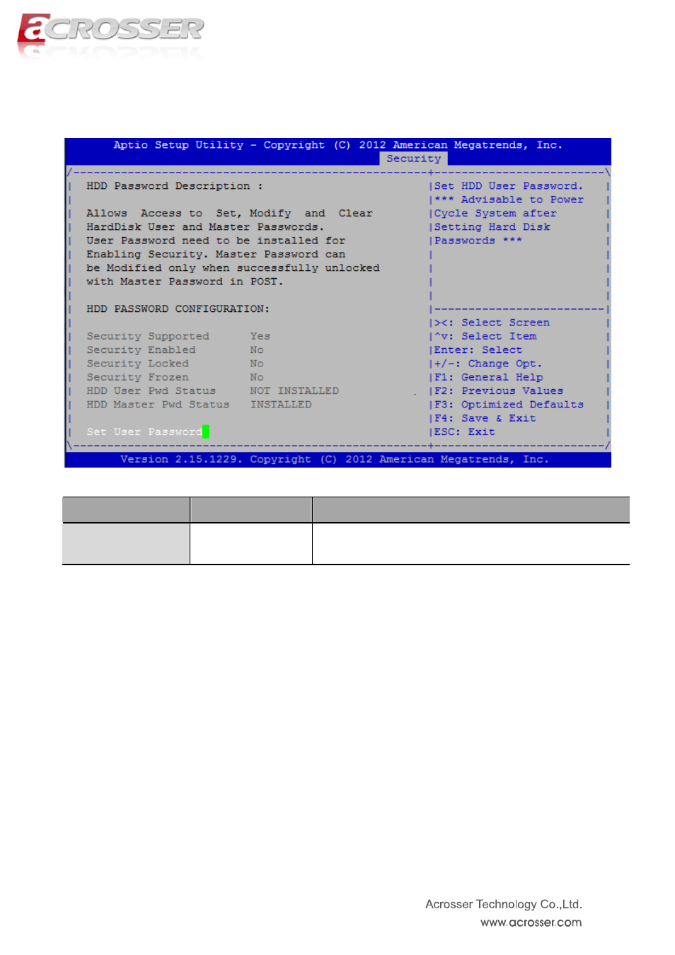 Hdd password description | Acrosser ANR-IB75N1/A/B User Manual | Page 35 / 60