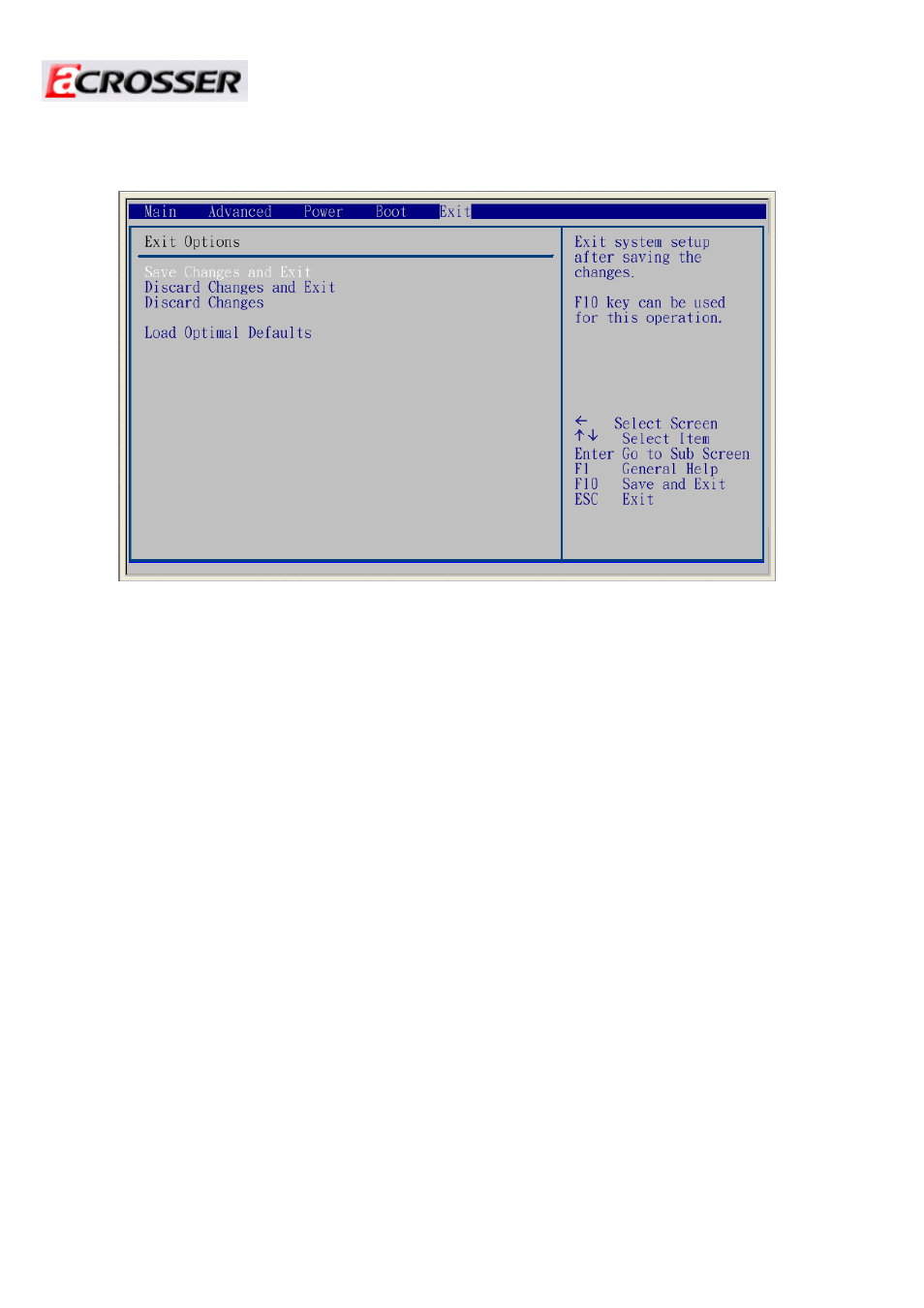 Exit (exit options) | Acrosser AR-R6000 User Manual | Page 26 / 32