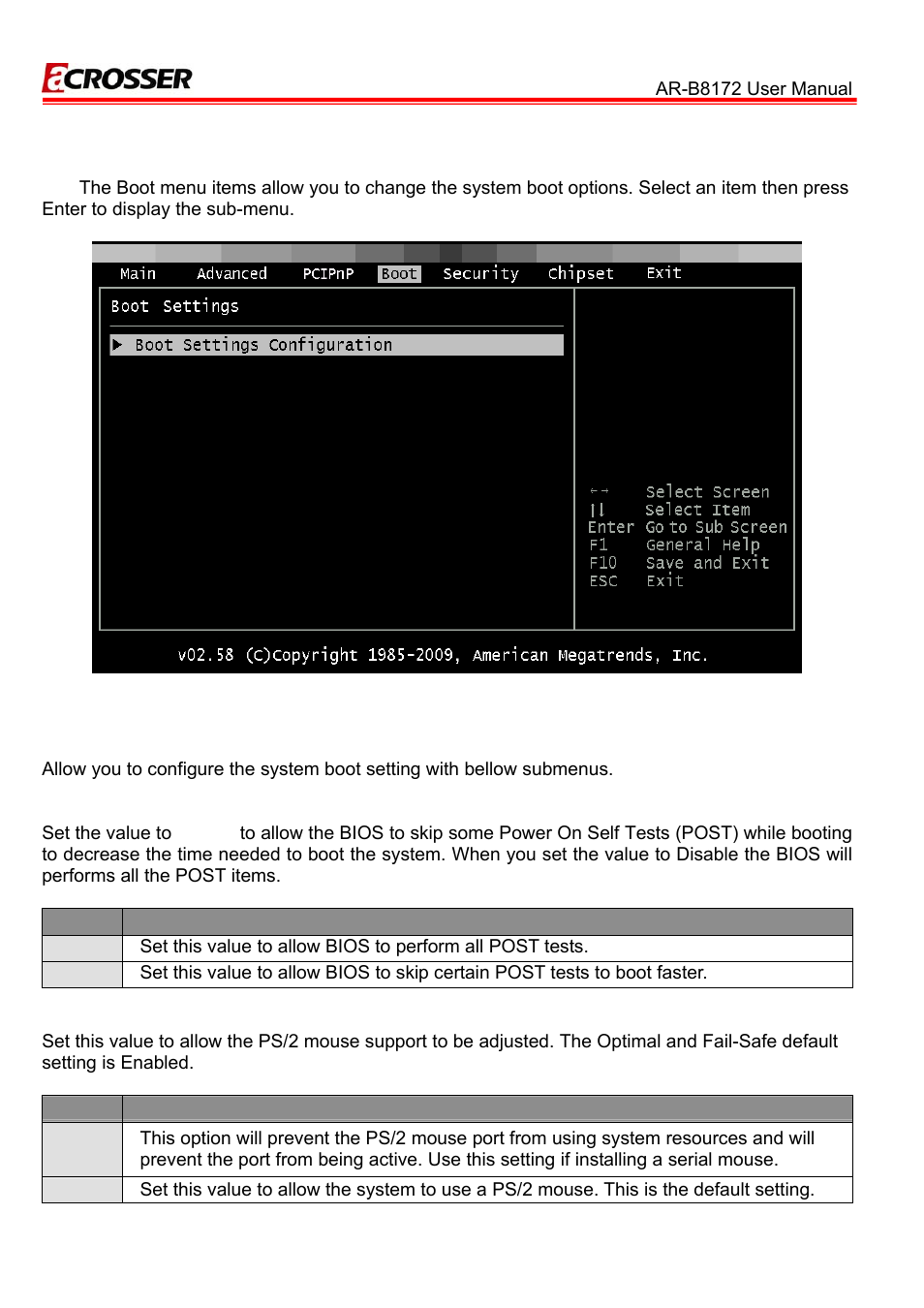 Quick boot, 4 boot, 1 boot settings configuration | Acrosser AR-B8172 User Manual | Page 23 / 36