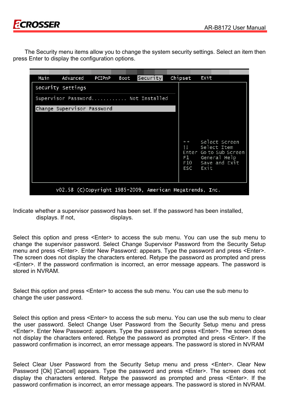 5 security | Acrosser AR-B8172 User Manual | Page 25 / 36