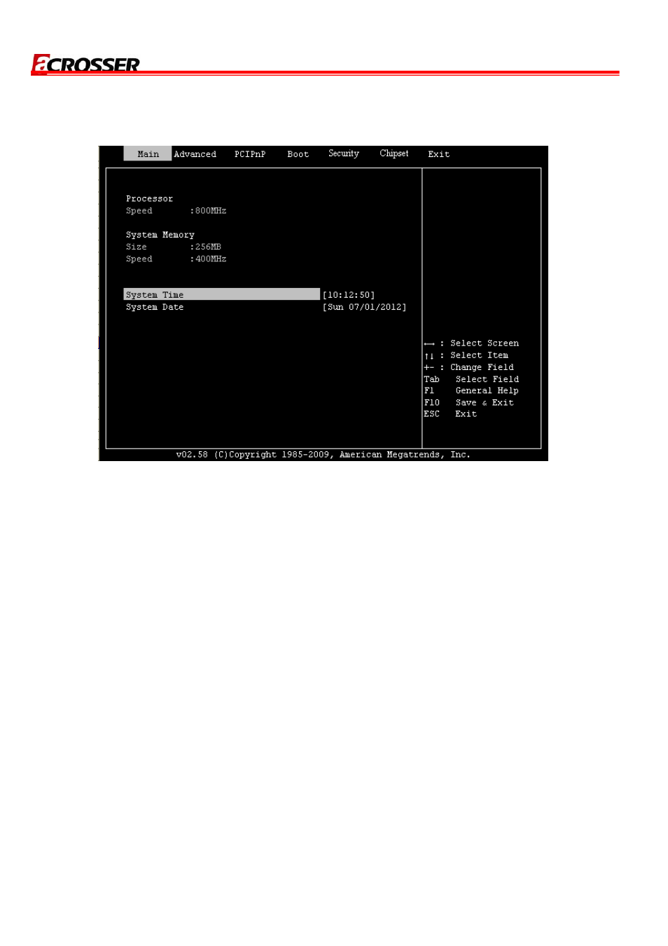 1 main setup, 1 processor, 3 system time | 4 system date | Acrosser AR-B8170 User Manual | Page 15 / 36