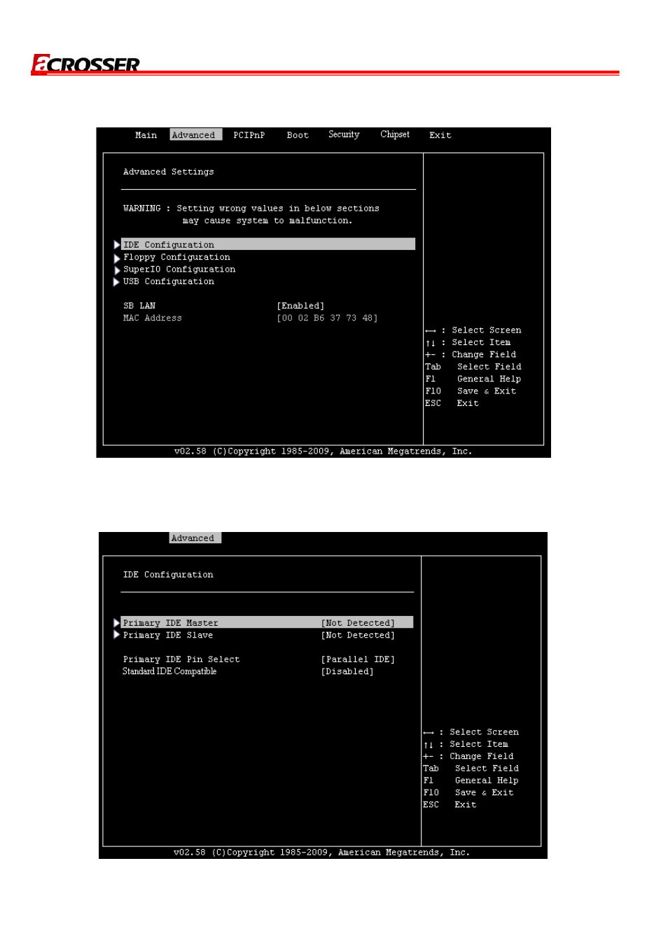 2 advanced setup, 1 ide configuration | Acrosser AR-B8170 User Manual | Page 16 / 36