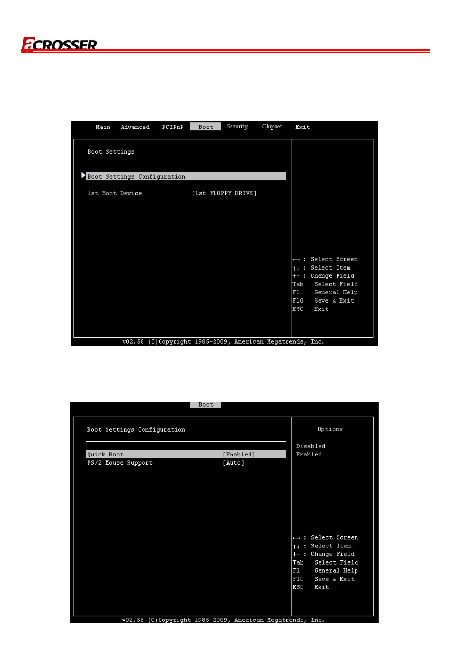 4 boot, 1 boot settings configuration | Acrosser AR-B8170 User Manual | Page 22 / 36