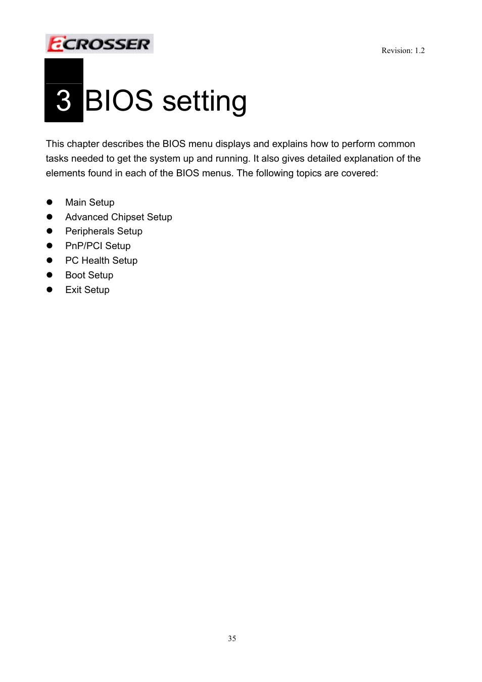 Bios setting, 3bios setting | Acrosser AR-R5800A User Manual | Page 35 / 58