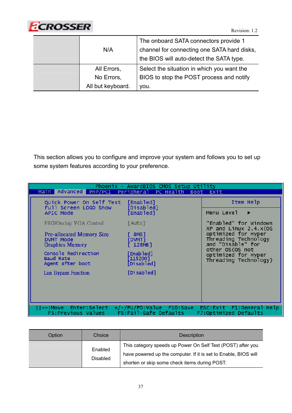 Sata channel 1/2, Halt on, Quick power on self test | 2 advanced chipset setup | Acrosser AR-R5800A User Manual | Page 37 / 58
