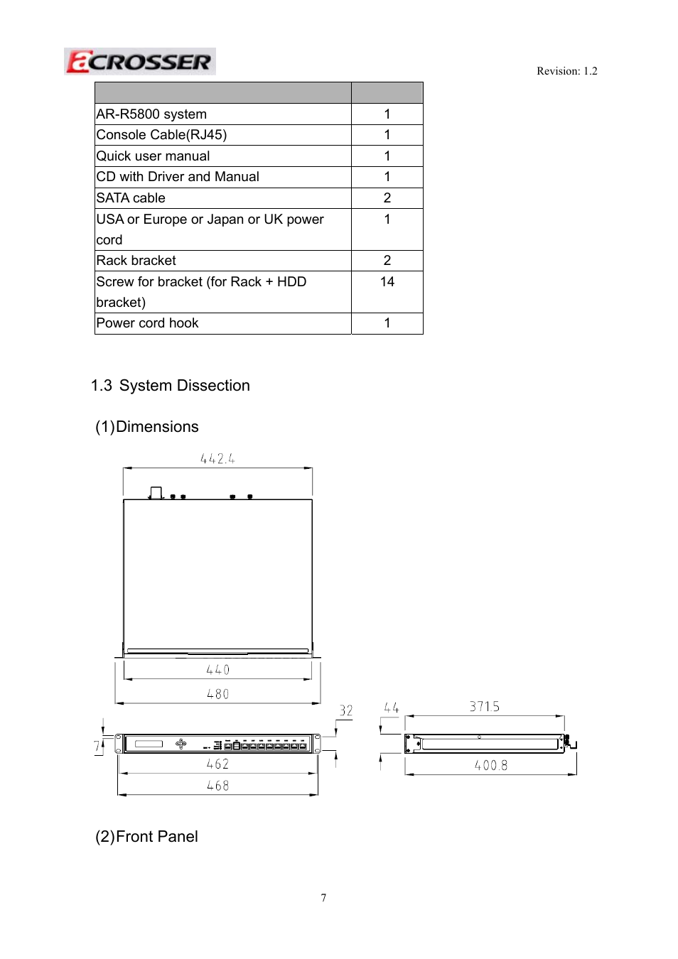 Description, 3 system dissection, System dissection | Acrosser AR-R5800A User Manual | Page 7 / 58