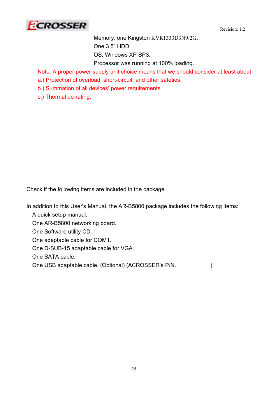 2 package contents, Package contents | Acrosser AR-R5800 User Manual | Page 25 / 58