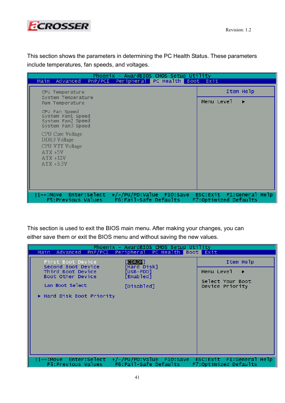 5 pc health setup, 6 boot setup | Acrosser AR-R5800 User Manual | Page 41 / 58