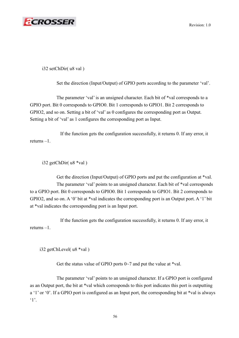 Gpio and watchdog, Gpio | Acrosser AR-R5800 User Manual | Page 56 / 58