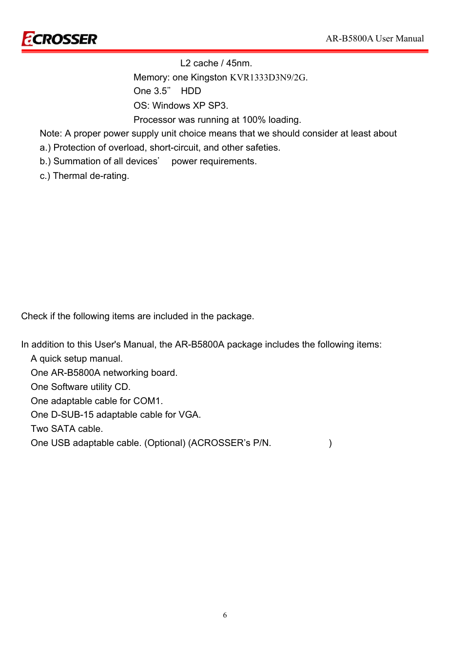 2 package contents, Package contents | Acrosser AR-R5800A User Manual | Page 6 / 40