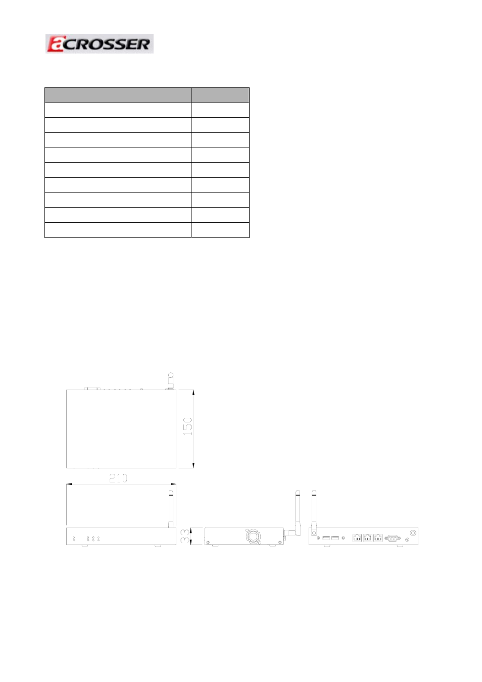2 packing list, 1) dimensions | Acrosser AR-N8601 User Manual | Page 4 / 10