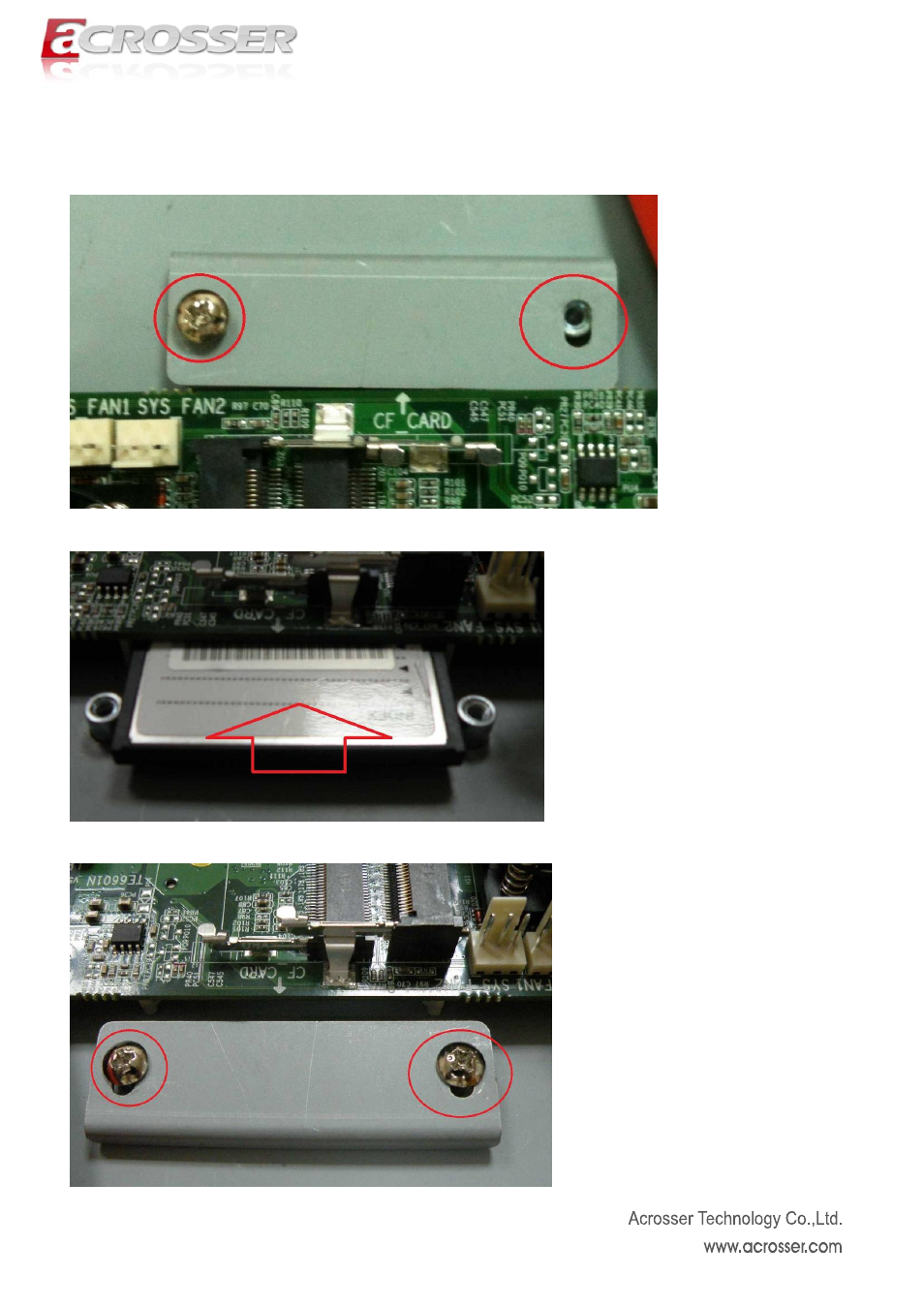 Cf card installation | Acrosser AR-R6006 User Manual | Page 12 / 35