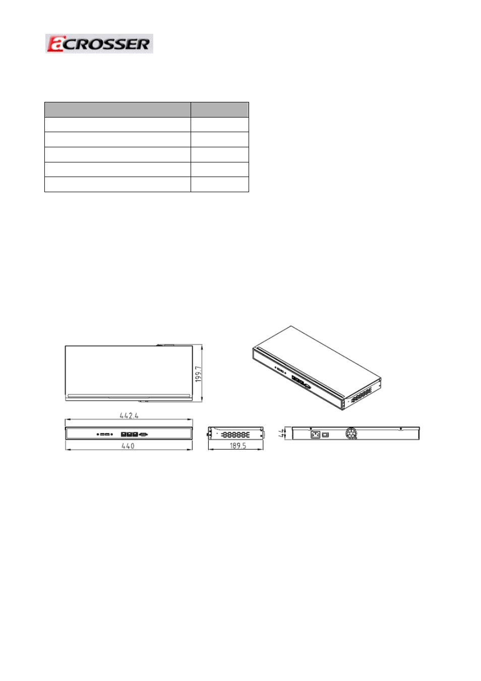 2 packing list, Description, 3 system dissection | 1) dimensions | Acrosser AR-R8601E16 User Manual | Page 4 / 8
