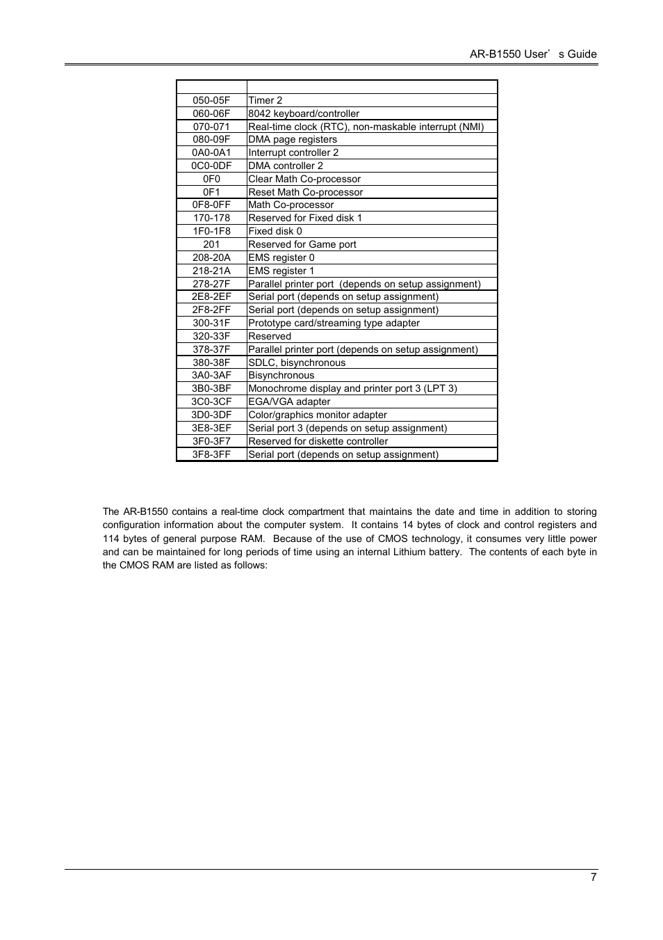 2 real-time clock and non-volatile ram | Acrosser AR-B1550 User Manual | Page 9 / 32