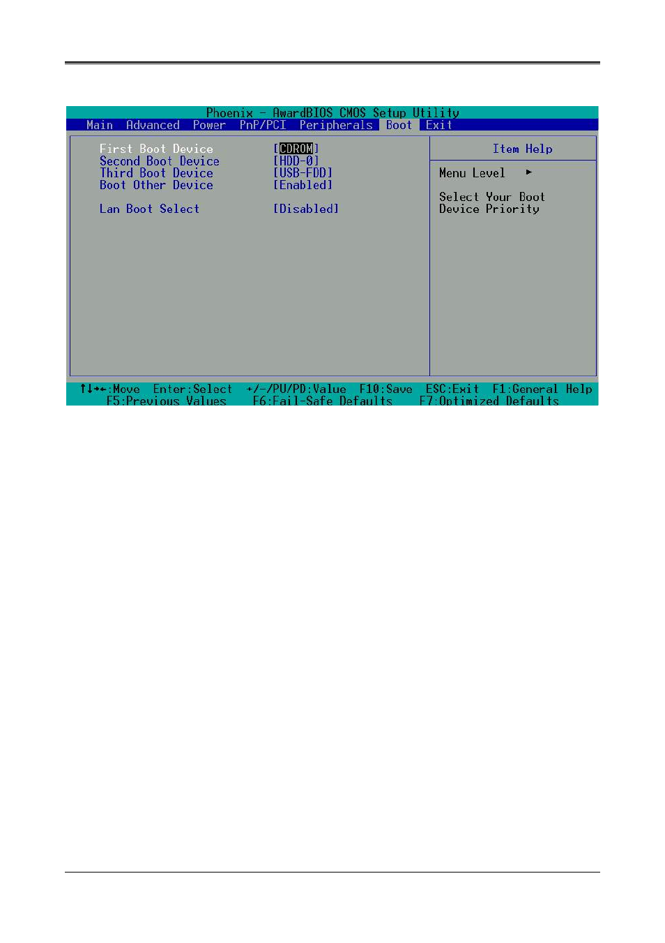 5 boot, First/second/third boot device, Boot other device [enabled | Lan boot select [disabled | Acrosser AR-B1631 User Manual | Page 17 / 26