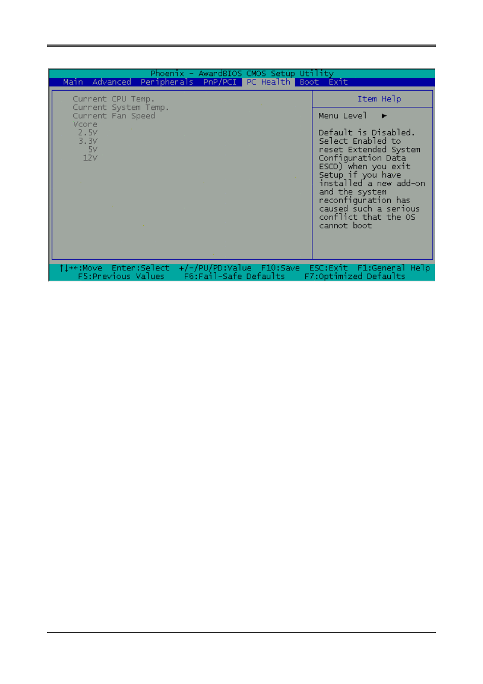 5 pc health, Current cpu temp, Current system temp | Current fan speed, Vcore, 4 pnp/pci cmos setup | Acrosser AR-B1651 User Manual | Page 23 / 30