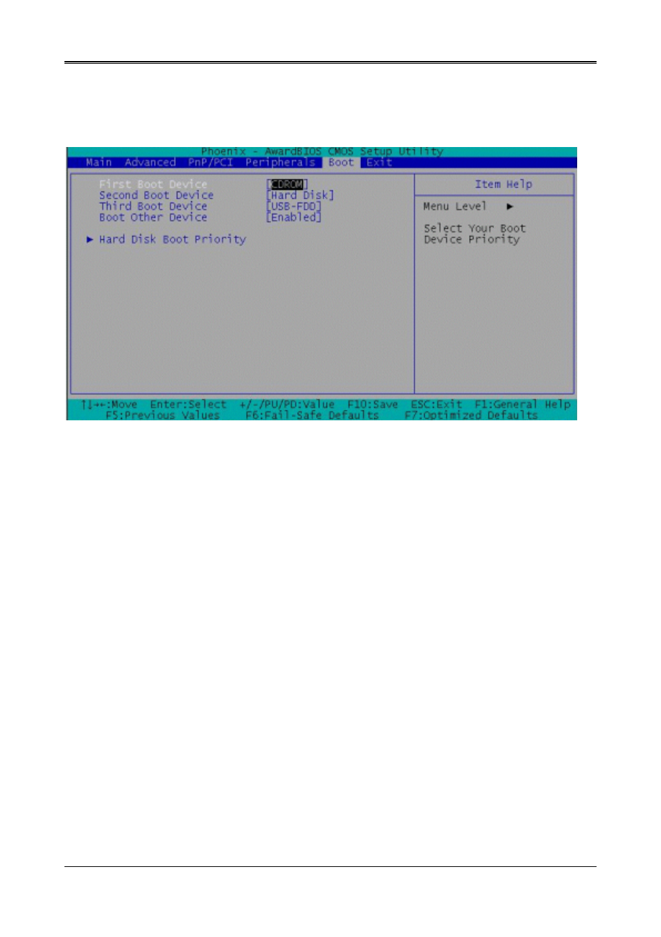 5 boot setup, First boot device, Second boot device | Third boot device, Boot other device | Acrosser AR-B1520 User Manual | Page 21 / 25