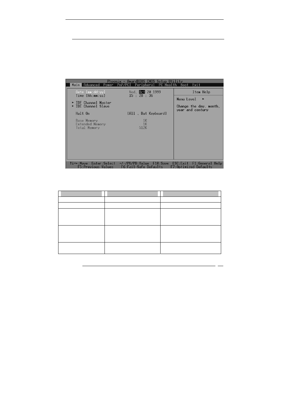 Main menu selections | Acrosser AR-B1991 User Manual | Page 16 / 28