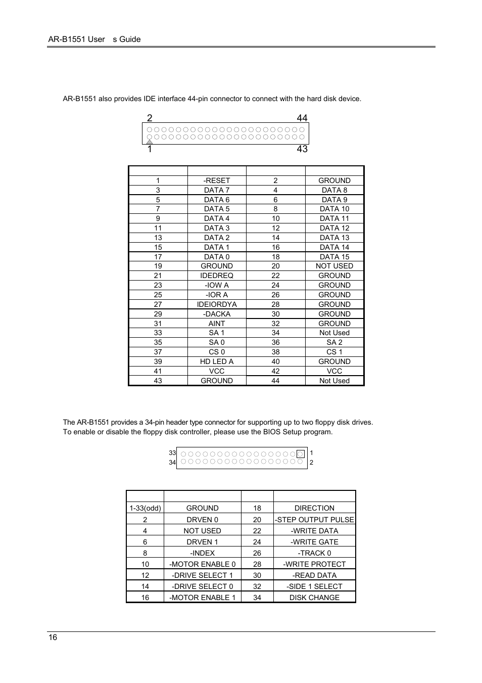 1 hard disk (ide) connector, 2 fdd port connector (fdd) | Acrosser AR-B1551 User Manual | Page 17 / 37