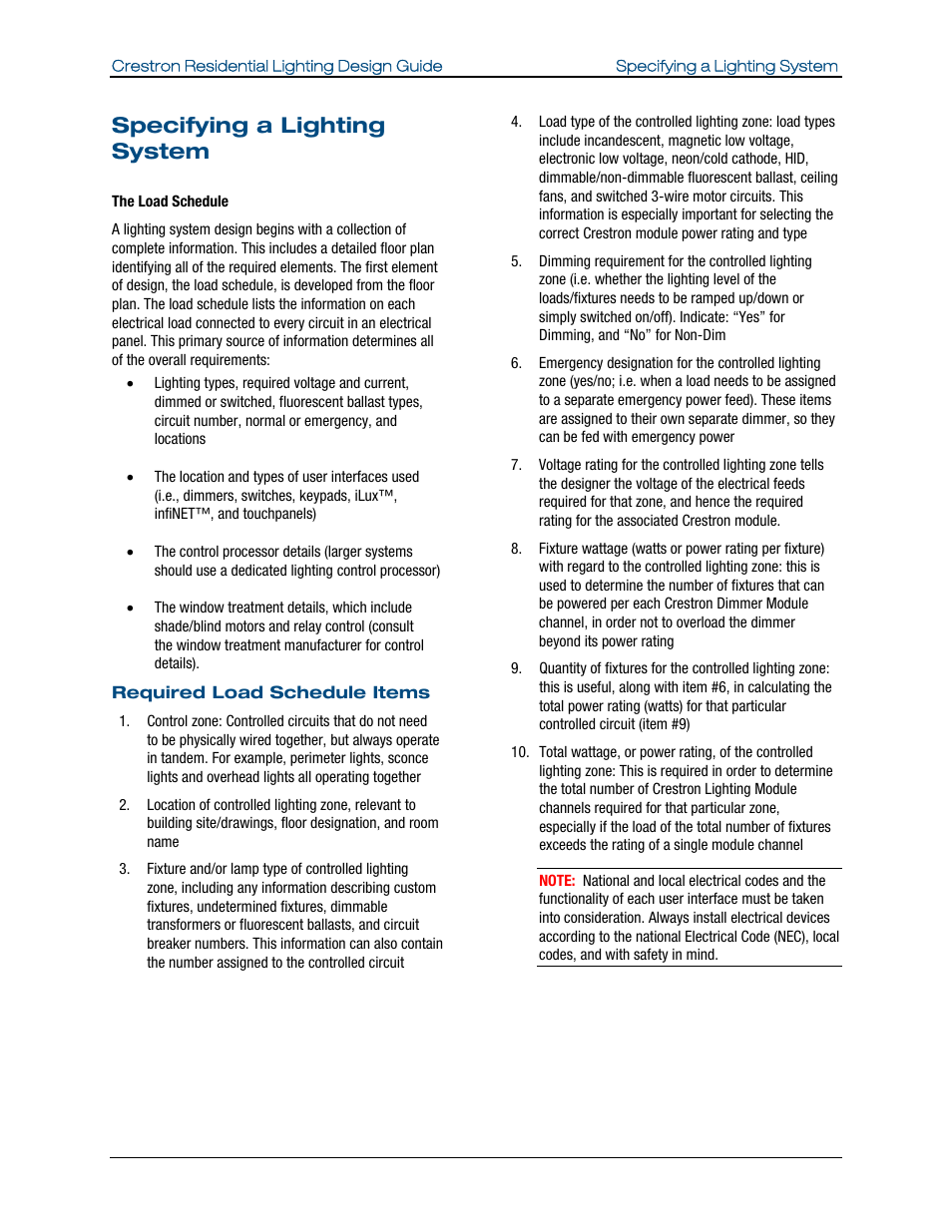 Specifying a lighting system | Crestron electronic Residential Lighting User Manual | Page 13 / 83