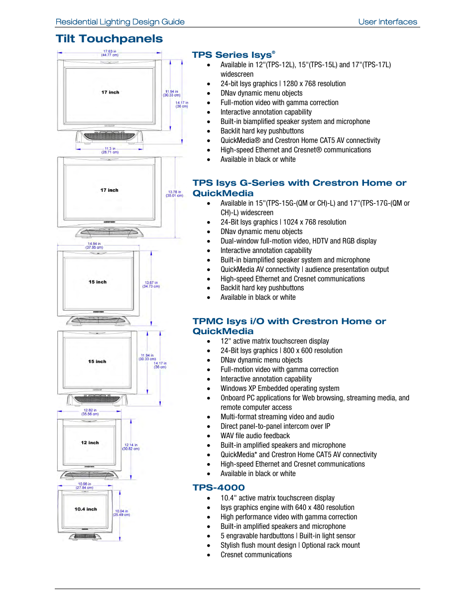 Tilt touchpanels | Crestron electronic Residential Lighting User Manual | Page 39 / 83