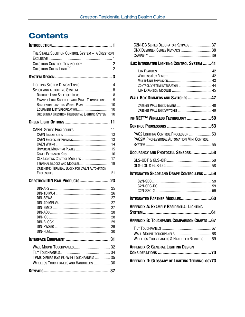 Crestron electronic Residential Lighting User Manual | Page 4 / 83