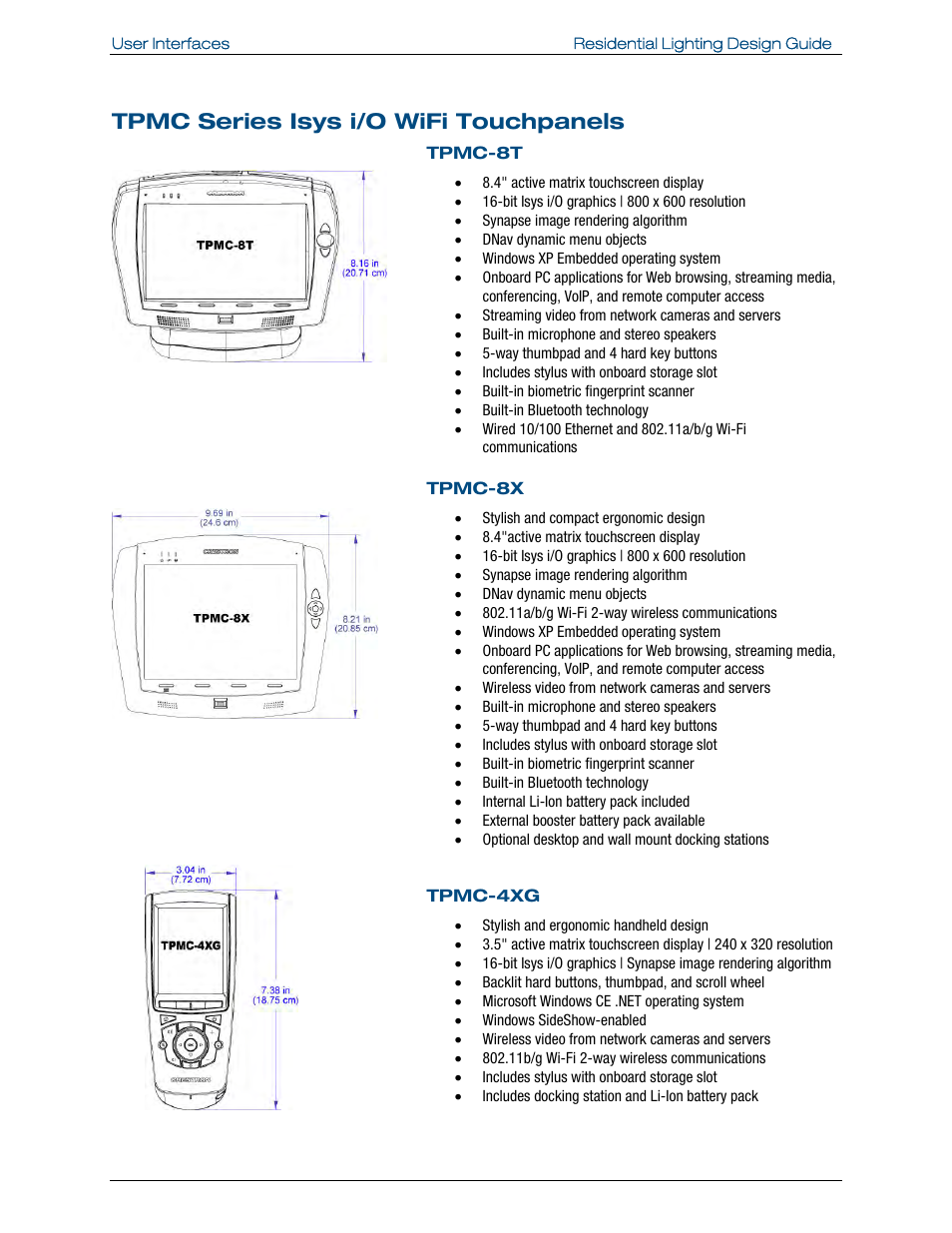 Tpmc series isys i/o wifi touchpanels | Crestron electronic Residential Lighting User Manual | Page 40 / 83