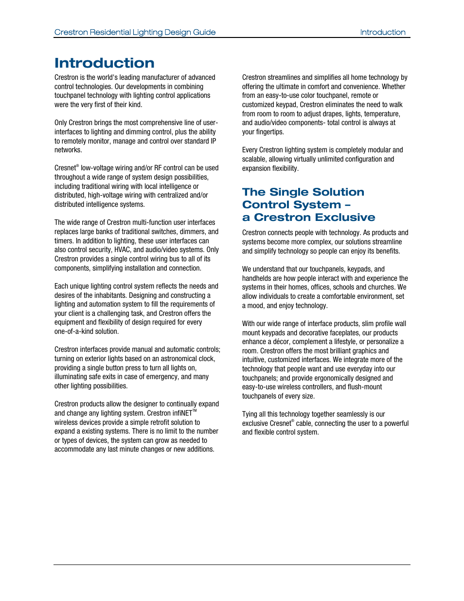 Introduction | Crestron electronic Residential Lighting User Manual | Page 6 / 83