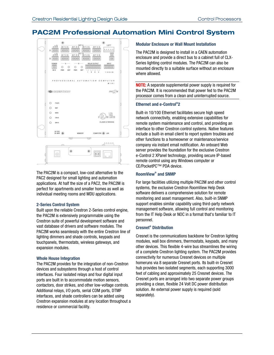 Pac2m professional automation mini control system | Crestron electronic Residential Lighting User Manual | Page 60 / 83