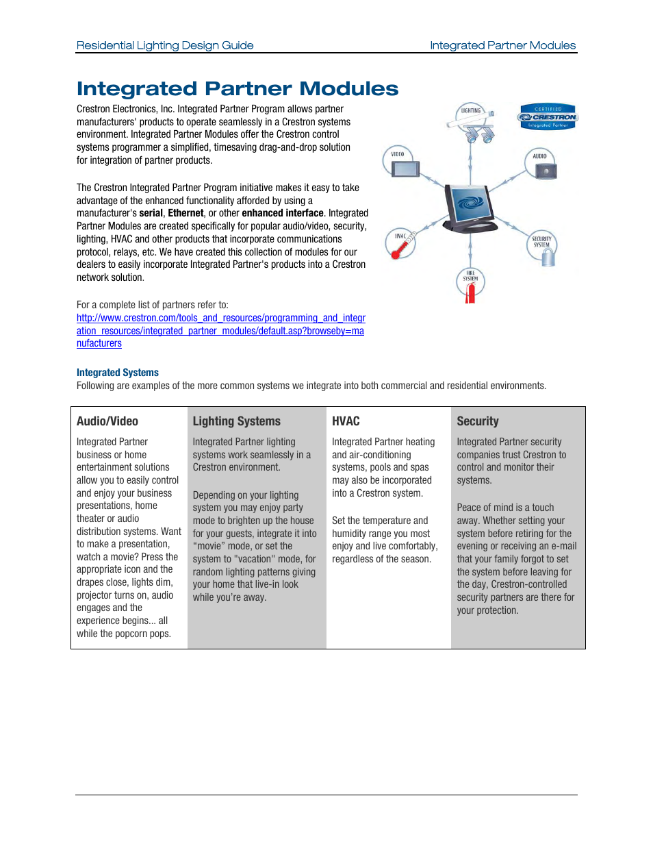 Integrated partner modules | Crestron electronic Residential Lighting User Manual | Page 65 / 83