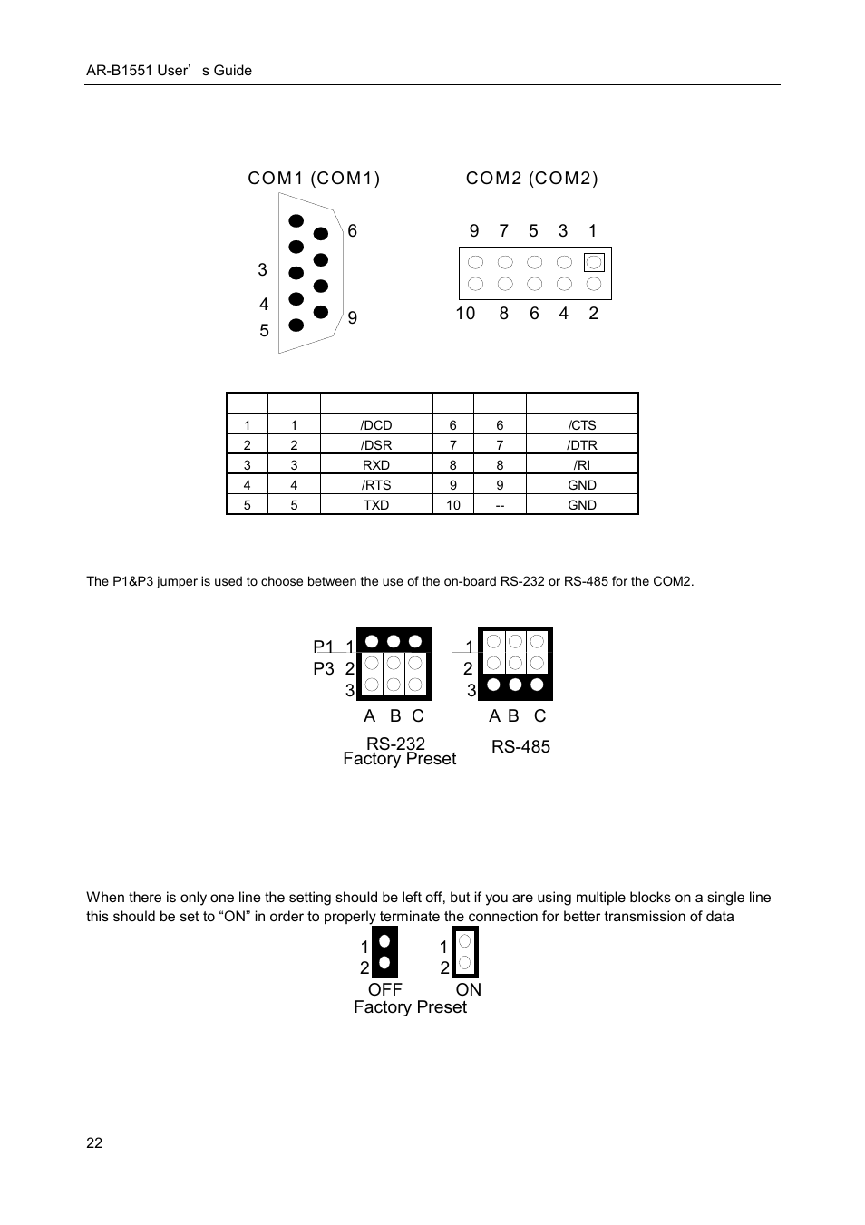 18 com1, com2 (com1, com2 ) | Acrosser AR-B1551 User Manual | Page 24 / 37