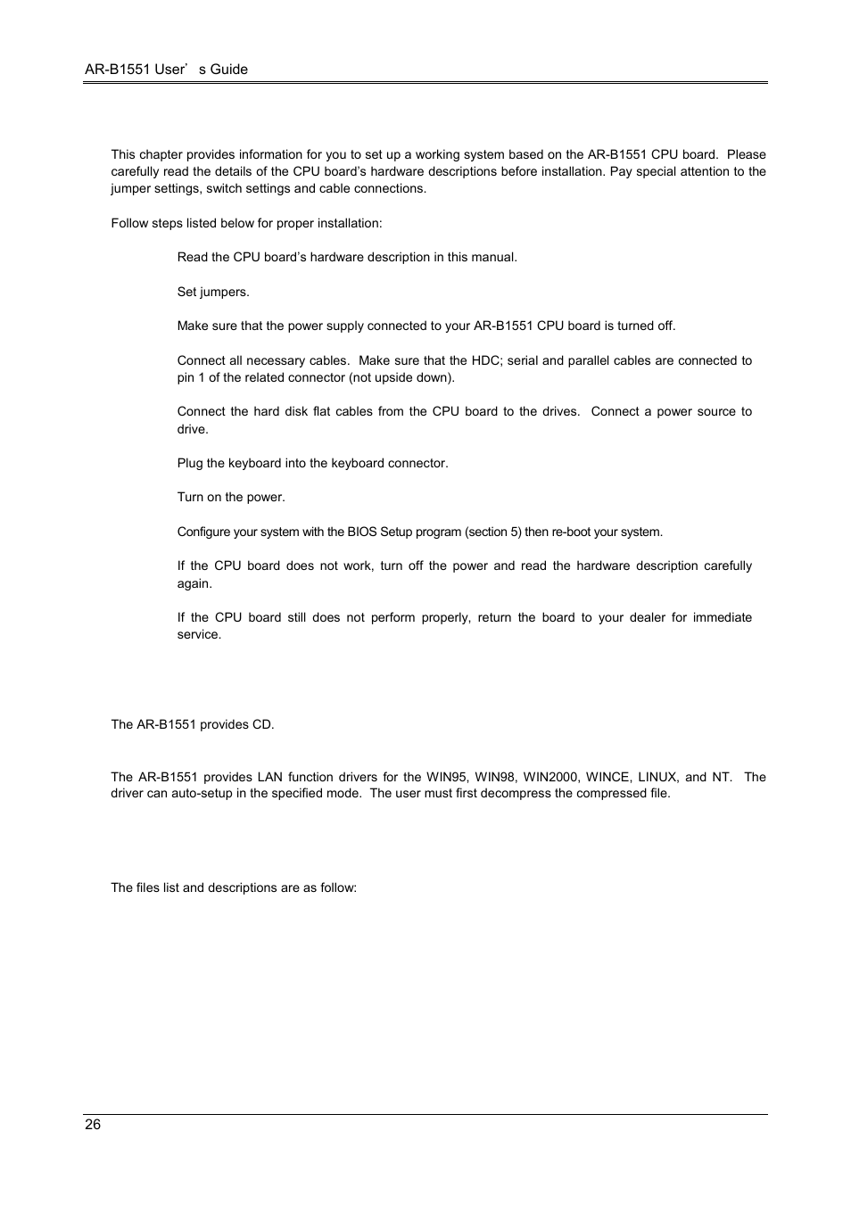 1 overview, 2 utility diskette, 1 driver installation | Acrosser AR-B1551 User Manual | Page 28 / 37