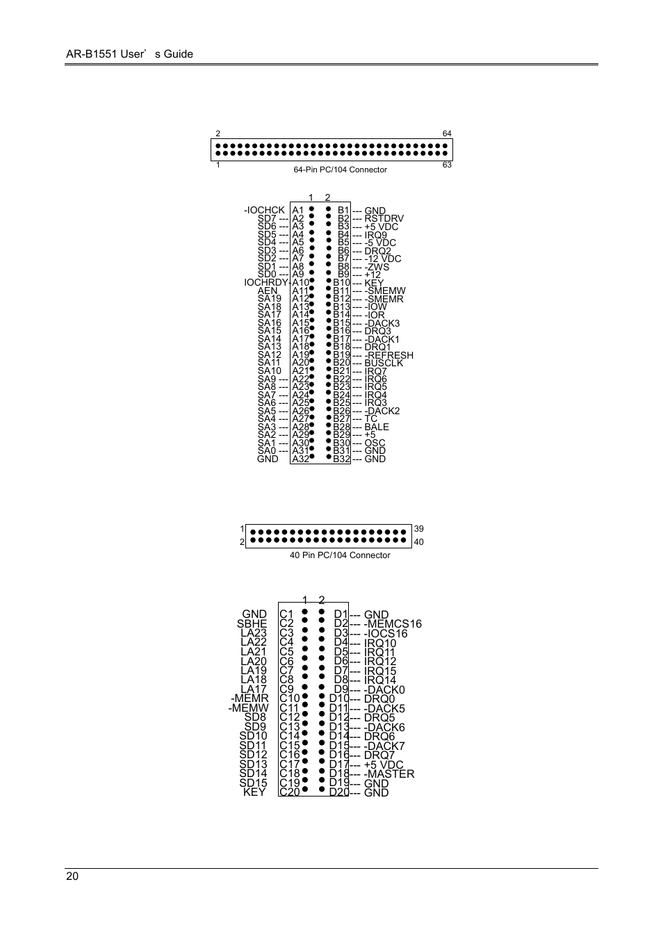 13 pc104 connector | Acrosser AR-B1551 User Manual | Page 22 / 37