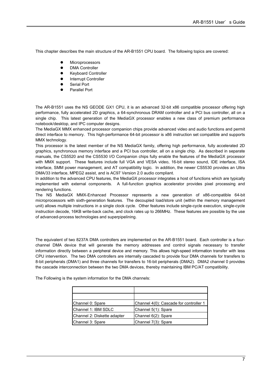 System controller, 1 microprocessor, 2 dma controller | Acrosser AR-B1551 User Manual | Page 9 / 37