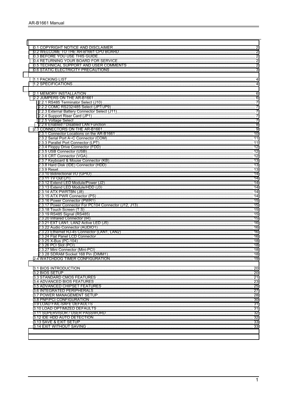 Acrosser AR-B1661 User Manual | Page 2 / 36