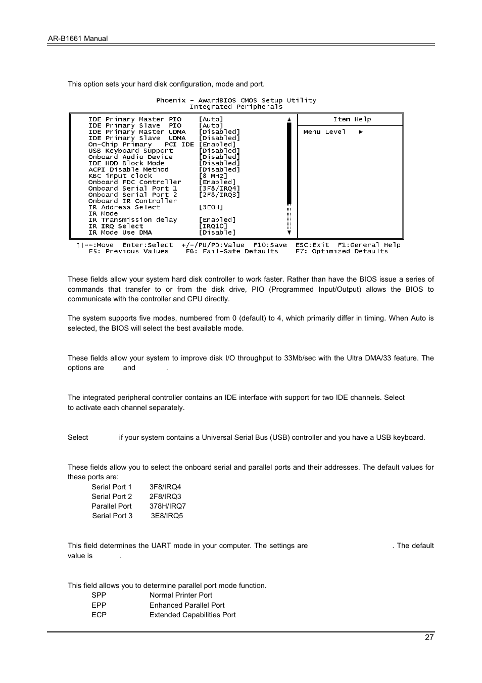 6 integrated peripherals, Integrated peripherals | Acrosser AR-B1661 User Manual | Page 28 / 36