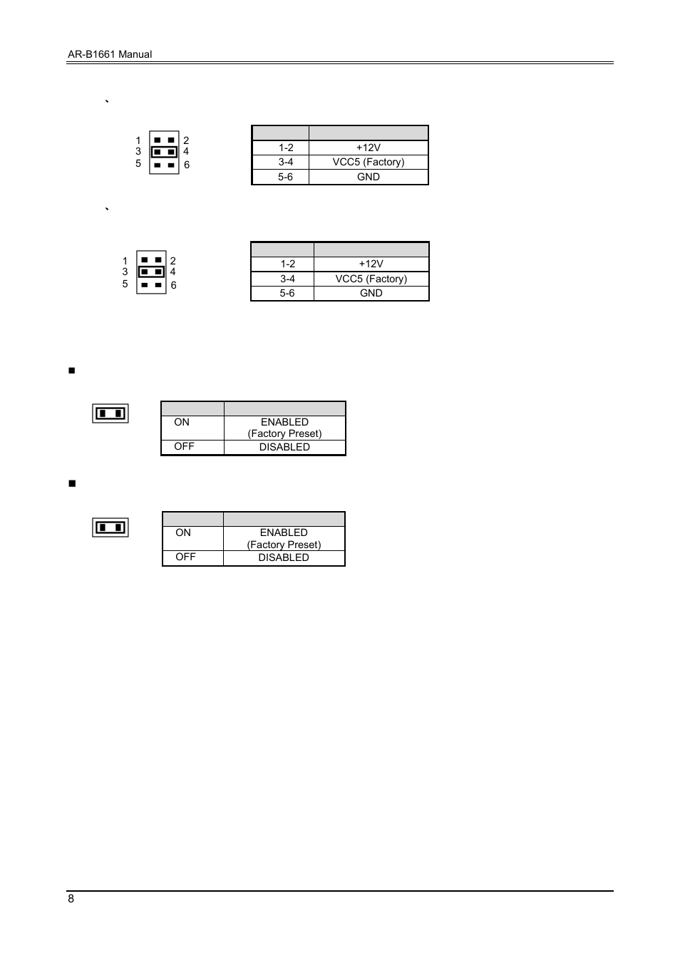 6 enabled / disabled lan function | Acrosser AR-B1661 User Manual | Page 9 / 36