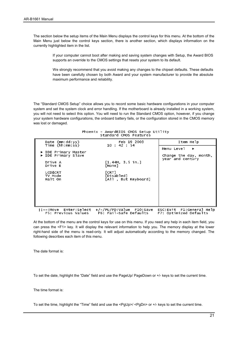 3 standard cmos features | Acrosser AR-B1661 User Manual | Page 22 / 36