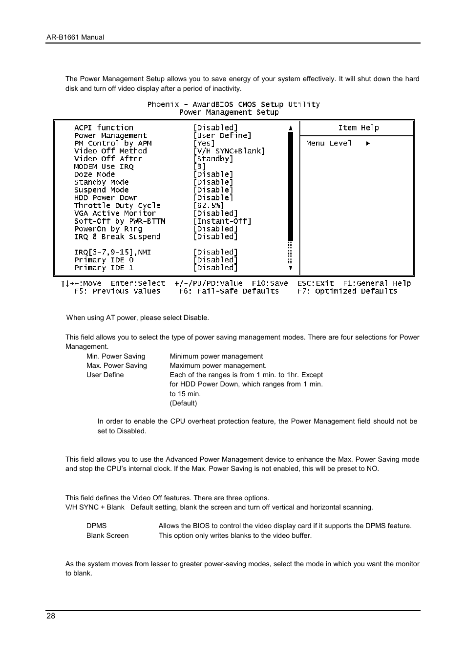 7 power management setup | Acrosser AR-B1661 User Manual | Page 29 / 36