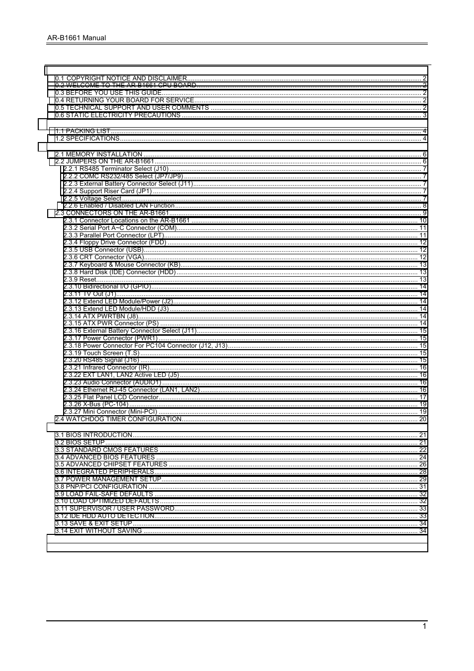 Acrosser AR-B1661 User Manual | Page 2 / 37