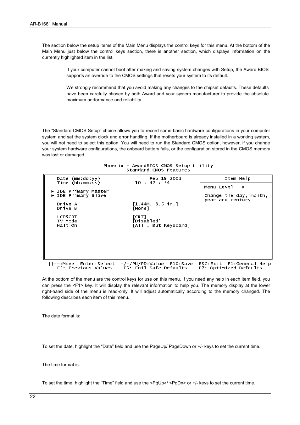 3 standard cmos features | Acrosser AR-B1661 User Manual | Page 23 / 37