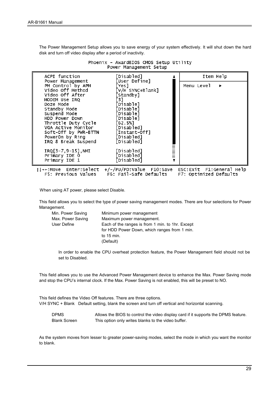 7 power management setup | Acrosser AR-B1661 User Manual | Page 30 / 37