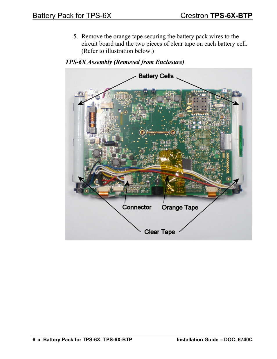 Battery pack for tps-6x crestron tps-6x-btp | Crestron electronic Battery Pack TPS-6X-BTP User Manual | Page 10 / 20